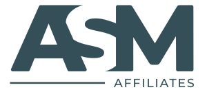 Logo with large stylized letters ASM above a horizontal line, and the word Affiliates in uppercase letters to the right beneath the line, all in a dark blue-gray color.