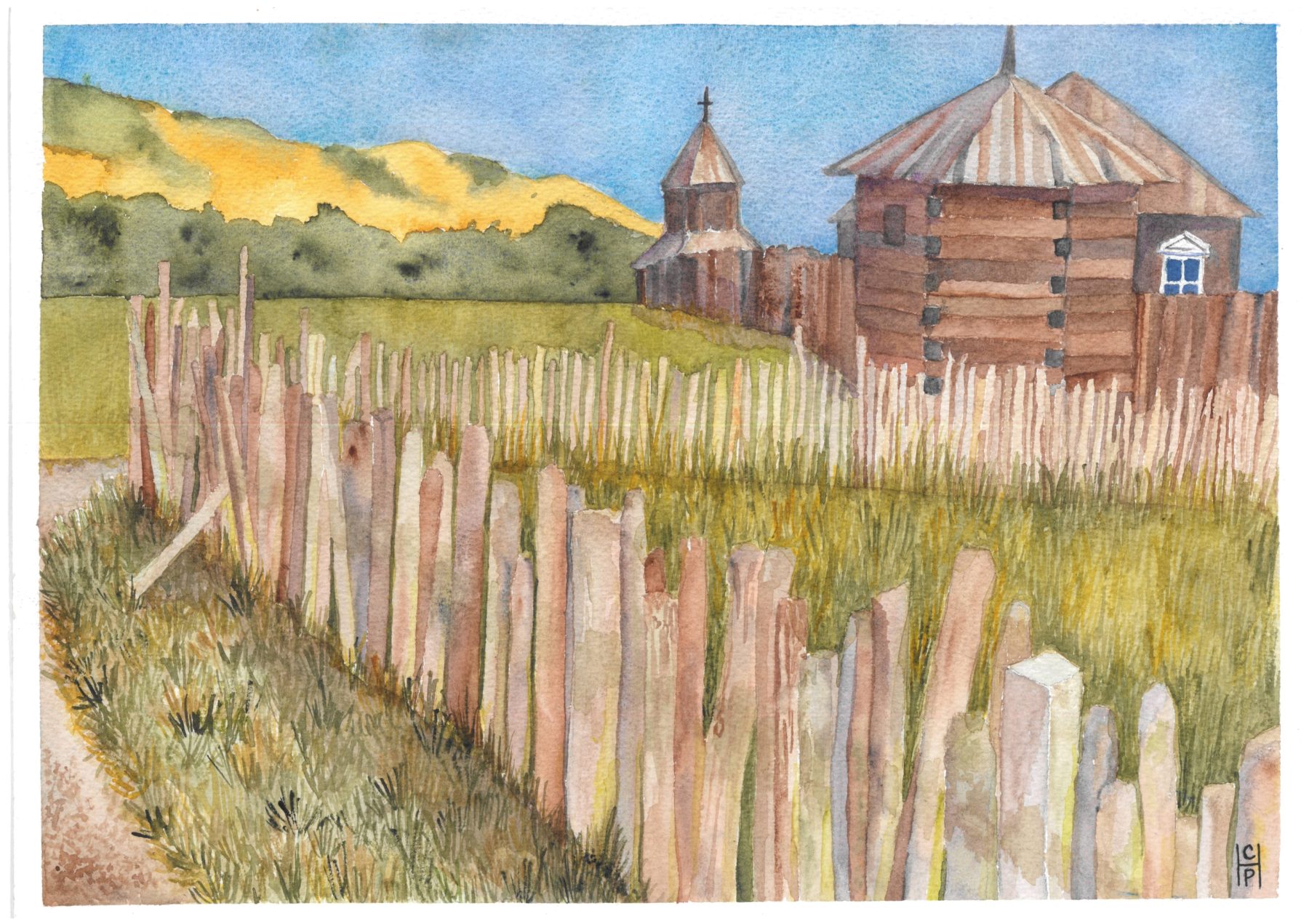 Hand-Painted Watercolor of Fort Ross State Historic Park