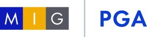 Logo with three colored squares labeled M (blue), I (yellow), and G (gray) on the left, separated by a vertical line from bold blue letters PGA on the right.