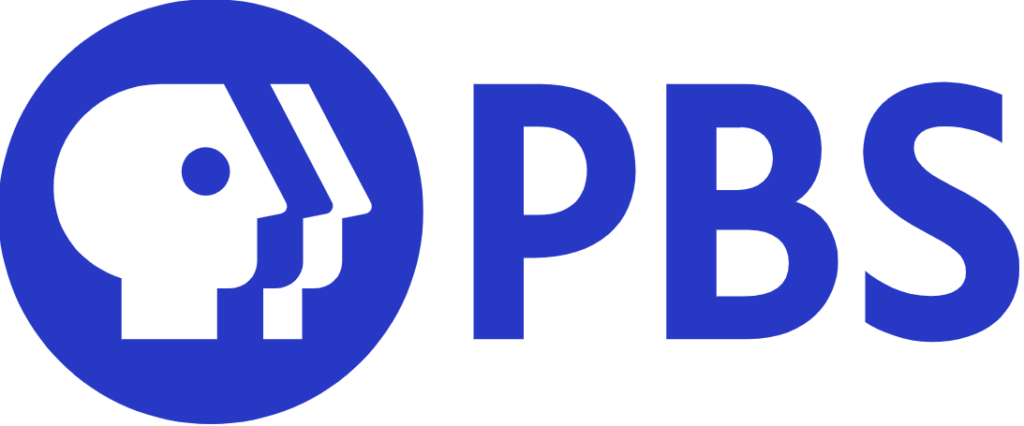 PBS logo in blue with a stylized human profile inside a circle, followed by the letters PBS in bold, blue font.